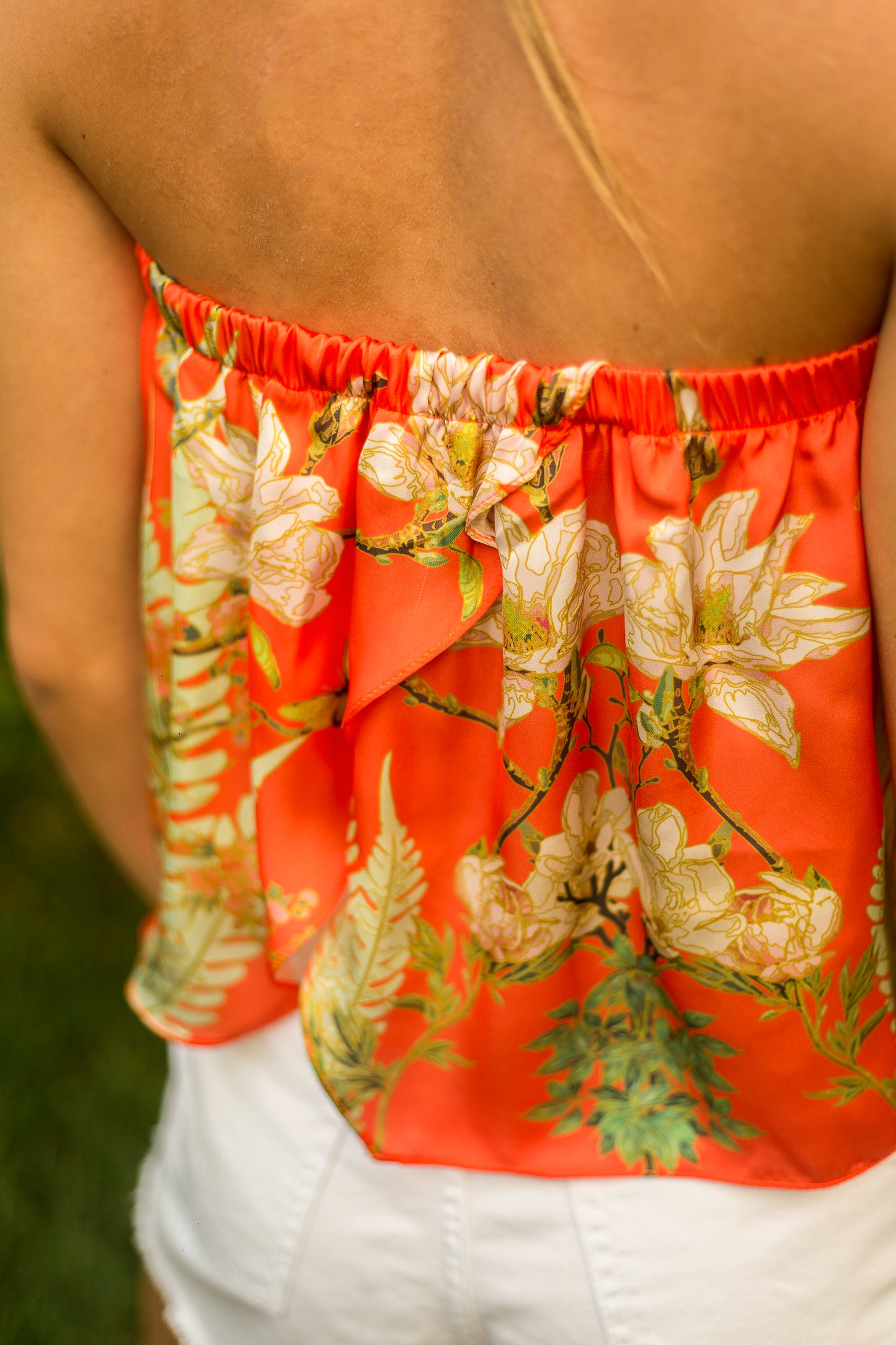 Blusa strapless Naranja