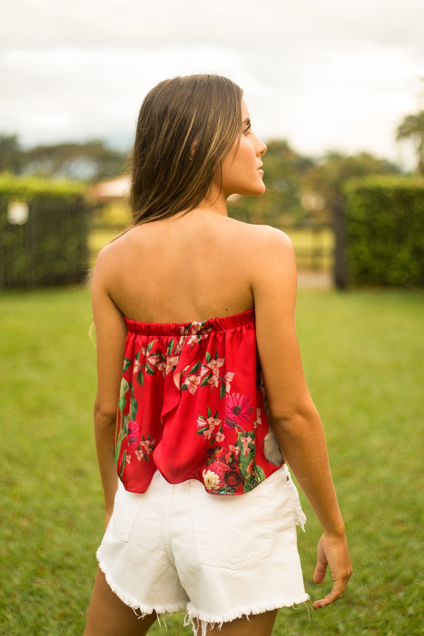 Blusa strapless Red Jungle