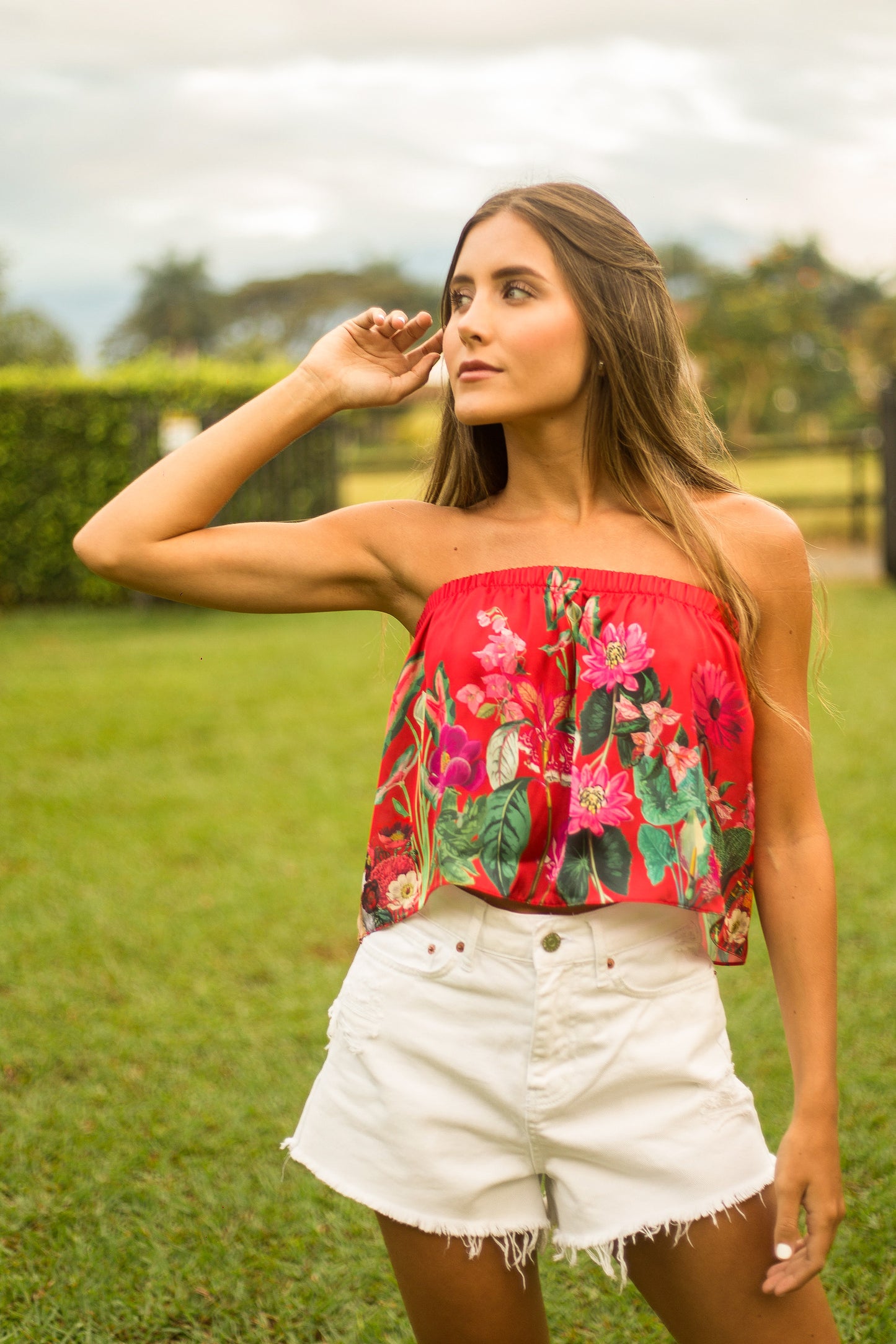 Blusa strapless Red Jungle