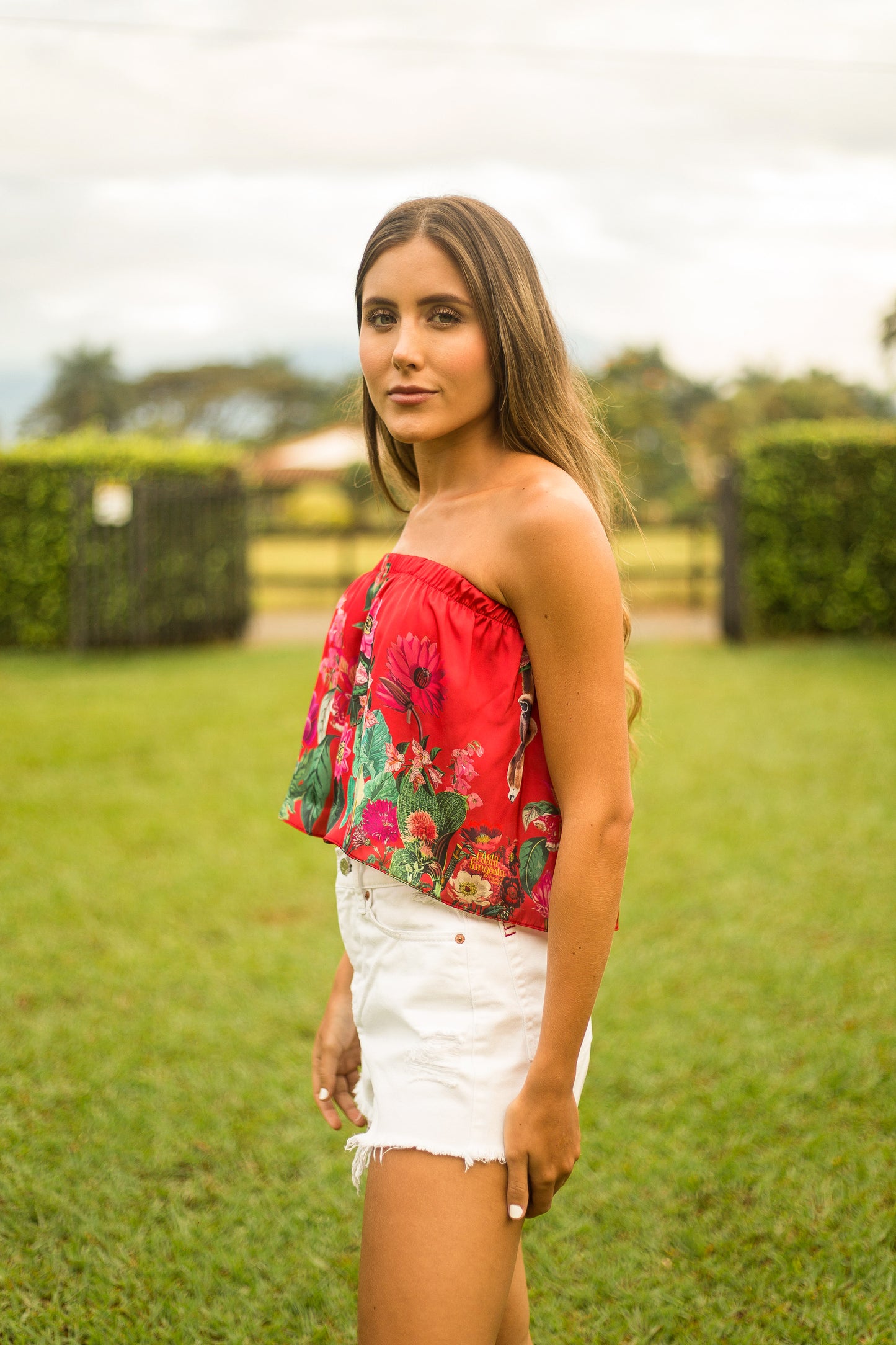 Blusa strapless Red Jungle