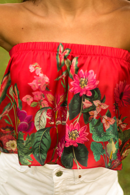 Blusa strapless Red Jungle